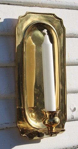 Vintage Solid Brass Rectangle Wall Sconce Candle Holder - Picture 2 of 13
