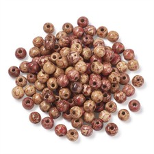 1Bag Printed Round Mixed Loose Wood Beads For Jewelry Making 13x12mm Hole 3-4mm