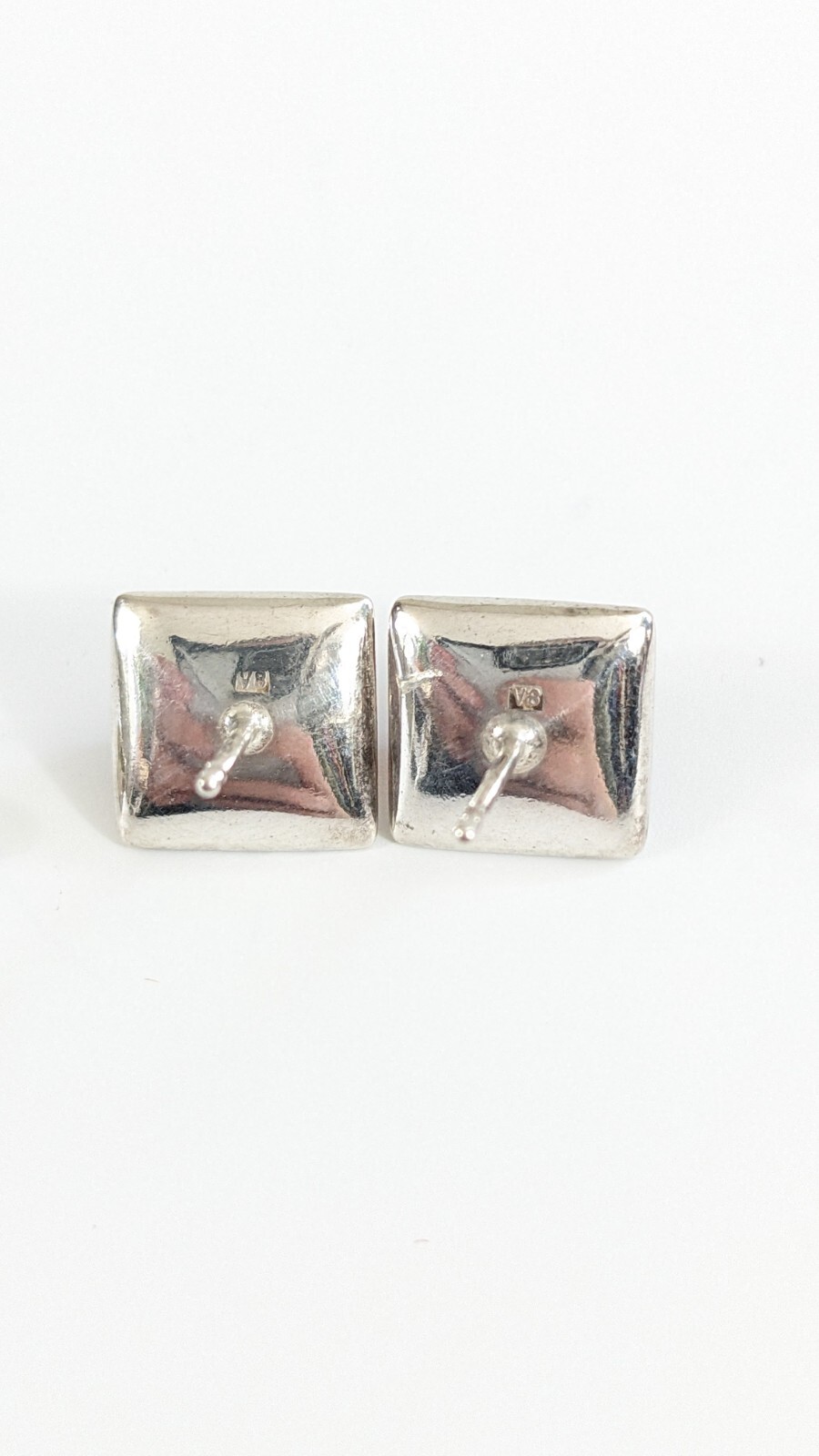 Square Amber Sterling Silver Studs Post Earrings - image 5