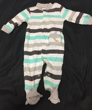 Carters Just For You Baby Long Sleeve Button Down Multi Color Shark Bodysuit 3M