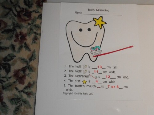 Dental Health Math Measurement In Inches/Centimeters Activity Set Laminated New! - Picture 5 of 9