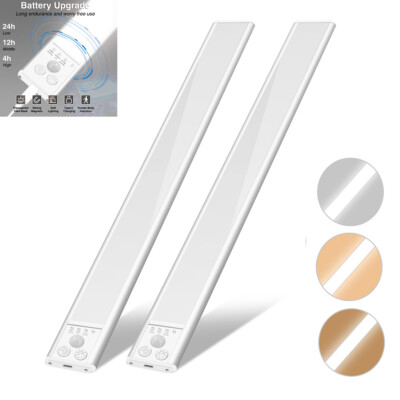 LED Motion Sensor Under Cabinet Lights Rechargeable Kitchen Wardrobe Lamp Strip