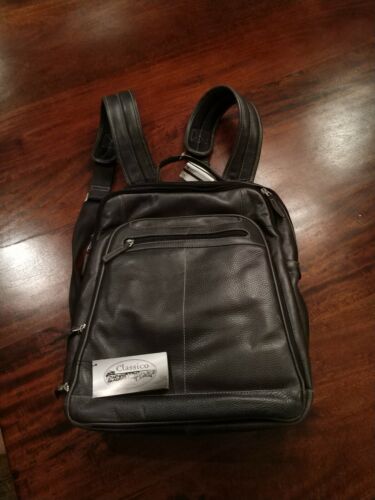 Mens Genuine Black Leather Laptop Backpack Classico by Mosaic  - 第 1/5 張圖片