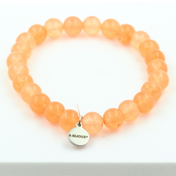 Steine Und MinéRaux. Armband Perlen Chalcedon Orange 8 Mm. Made In Frankreich-image