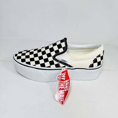 Vans Shoes Women s 7.5 White Slip On Stackform Platform Sneakers Checkerboard