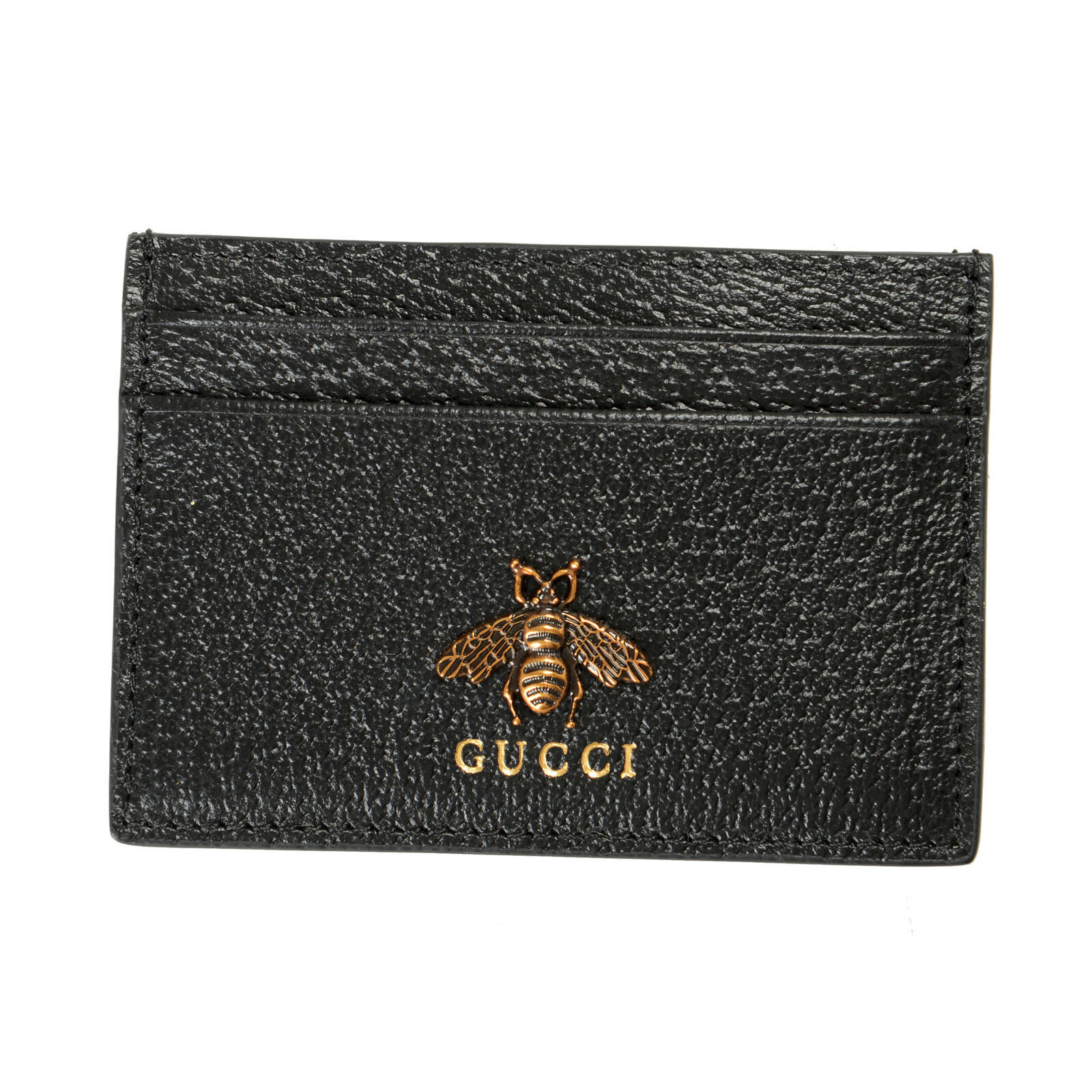 Gucci Black Textured Leather Animalier Card Holder Case 42590₽