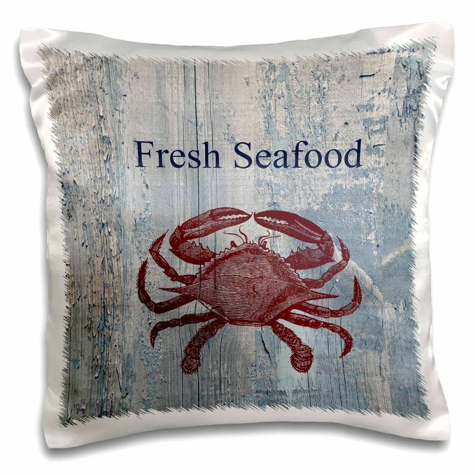 3dRose свежие морепродукты красный краб на белый стирка дерева пляж тема 16 x 16 дюймов подушка C
