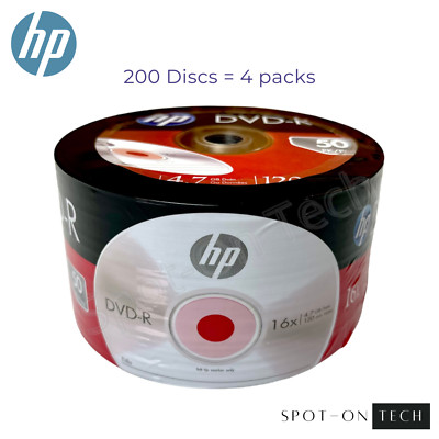 200 HP DVD DVD-R Logo Disc 16X Blank media 4.7GB/120Min 4pk of 50  Same Day SHIP