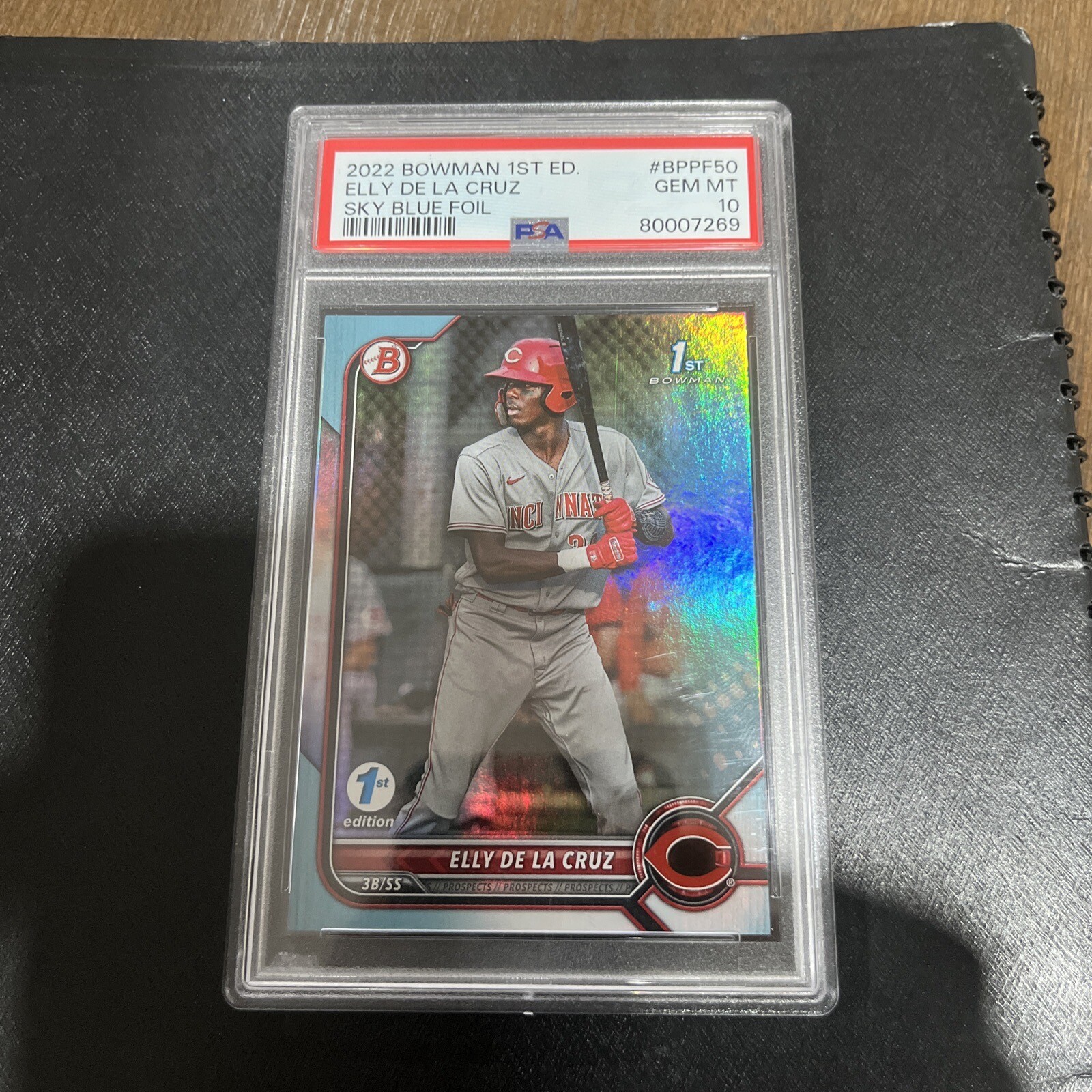 2022 - Bowman 1st Edition - ELLY DE LA CRUZ - Sky Blue Foil - #BPPF50 - PSA 10