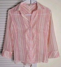 Banana Republic Button Up Long Sleeve Pink Sheer Blouse Shirt Womens Size Small
