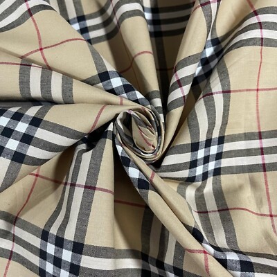 Beige 100 % Baumwolle Tartan Material Designer inspiriert Karo Karo Kleiderstoff 58''