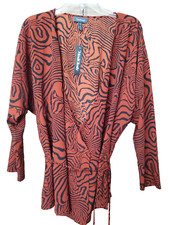 Modcloth Rust Red Zebra Print True Wrap Deep V-Neck Blouse Size 1X NWT