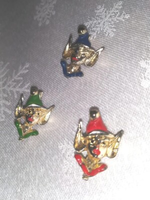 RARE! LOT OF 3 PIXIE ELF VINTAGE ANTIQUE BROOCH PINS