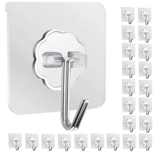 10-50pcs Adhesive Sticky Hooks Heavy Duty Wall Seamless Hooks Hangers Waterproof