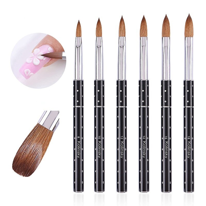 Kolinsky Acrylic Nail Brush 100 Size 818 Metal Handle Crimped Art Nail Brush eBay