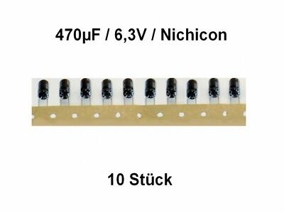 Elko - Nichicon gegurtet 470µF (470uF) / 6.3V / ca. 6 x 11mm / 10 Stück Neu