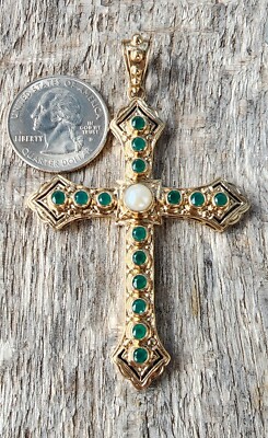 Nicky Butler Designer Signed Cross Large Pendant Bronze  display picture 1