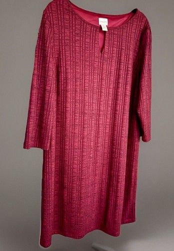 Vestido recto Chicos para mujer rojo jaspeado acanalado ojo de cerradura mangas 3/4 talla grande/12* - Imagen 17 de 17