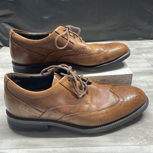 Rockport Wingtip Oxford Dress Shoes Mens Size 8.5 Bryant Cognac Brown H79742 - Picture 13 of 14