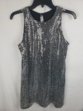 All That Jazz Silver Sequined Sleeveless Dress Sz 7/8