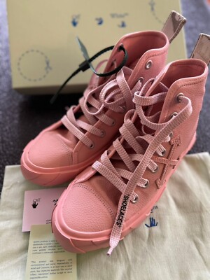 Off-White Virgil Abloh Women's Mid Top Leather Sneakers Size 38 EU/US 8 Pink New