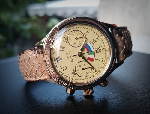 Orologio Cronografo Vintage Poljot Moscow-Rome 1992 Manuale Calibro Poljot 3133 - Foto 5 di 10