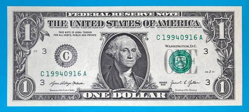 1994 September 16 : C 19940916 A BIRTHDAY Note $1 One Dollar Bill *UNC* - Picture 2 of 3