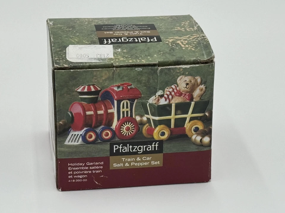 Juego de cocteleras de sal y pimienta Pfaltzgraff Holiday Guirnalda tren y coche 418-350-00 Foto 3 de 3