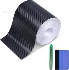 Carbon Fiber Vinyl Tape with Tools Kits, Chrome 3in x 30ft, Black
