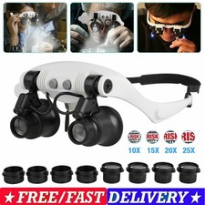 Jewelers Head Headband Magnifier LED Illuminated Visor Magnifying Glasses Loupe