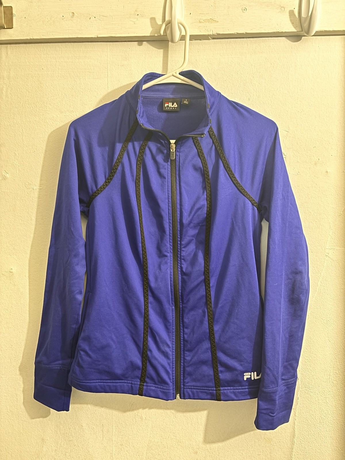 Giacca da pista FILA Sport viola ricamata cuciture zip taglia small donna