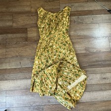 1950s VINTAGE Yellow Green Floral 2-Piece Dress  Skirt Set Size Small Wmns 7724