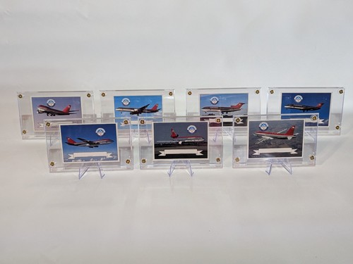 SET of 7 Northwest Airlines Airplane Pilot Collector 1990s Card In Display Case 