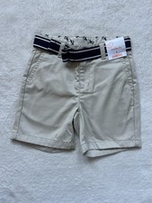 NWT Gymboree tan shorts with navy belt, BOYS Size 4 kids summer