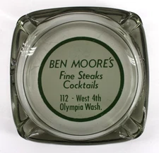 Vintage Marketing Ashtray Ben Moore's Fine Steaks Olympia Washington