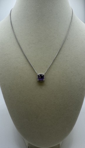 Nachlass Designer David Yurman 925 Diamant & Amethyst 18" Halskette