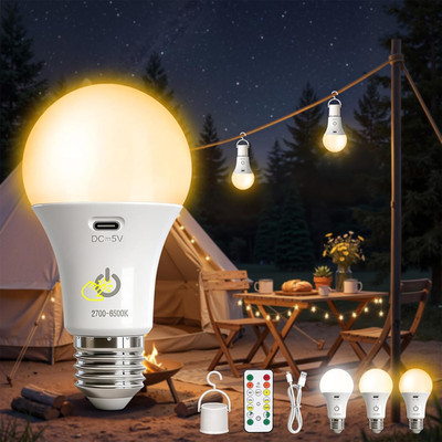 Kambo E27 LED Aufladbare Glühbirne Mit Batterie, Wiederaufladbarer Akku Mit Fern