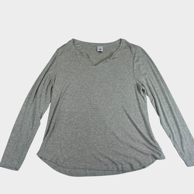 Cabi Ribbed Knit Long Sleeve Top Minimalist Basic Capsule Wardrobe Soft Stretch