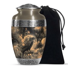 Artistic Crow Large Funeral Urn for Human Ashes Adult Male Female, 10 Inch