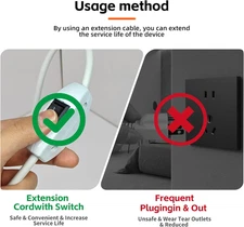 Extension Cord with Switch On/Off, 6.56 FT, 3 Prong Grounded Plug 18 AWG Exte...