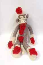 Vintage Handmade Sock Monkey with Hat - 20" tall