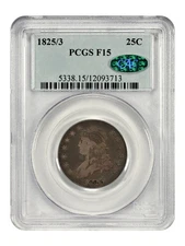 1825/3 25C PCGS/CAC Fine 15 - Capped Bust Quarter