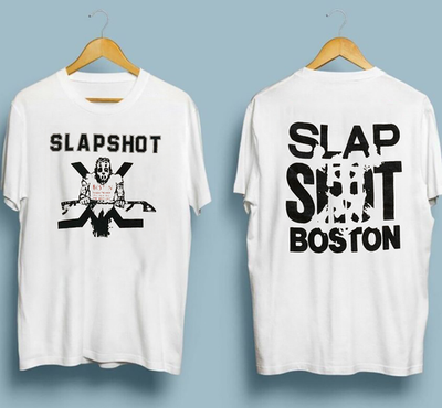 Collection Slapshot Boston White T Shirt Full Size S to 5XL AL1182