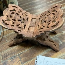 VTG Hand Carved Wooden Folding Book Stand / Bible Stand India