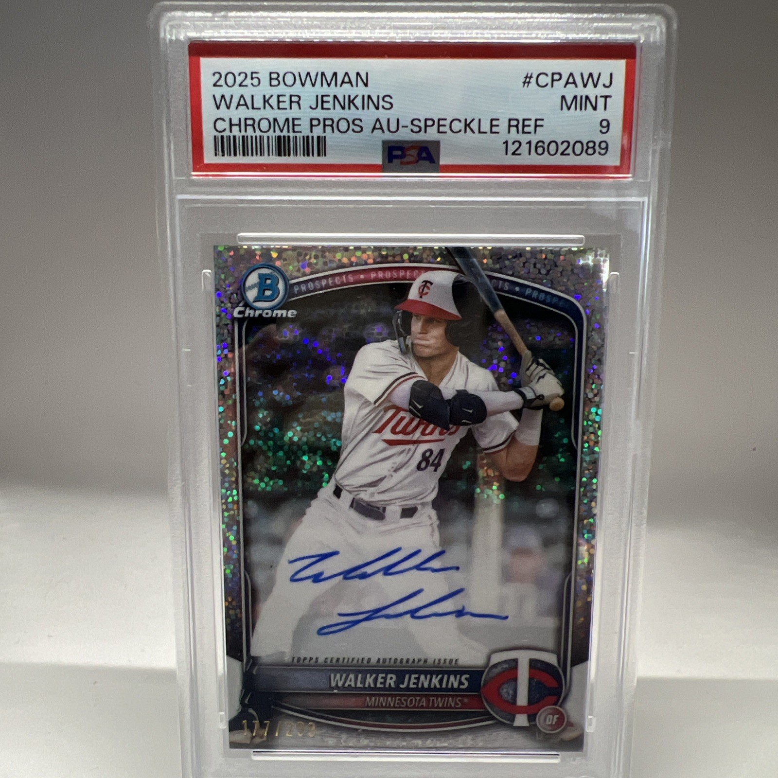 2025 Bowman-Chrome Prospect Auto Walker Jenkins #CPA-WJ Speckle Refractor /299