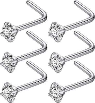316L Surgical Steel 22G/20G/18G Nose Rings Studs L-Shape Nose Nostrial Piercing 
