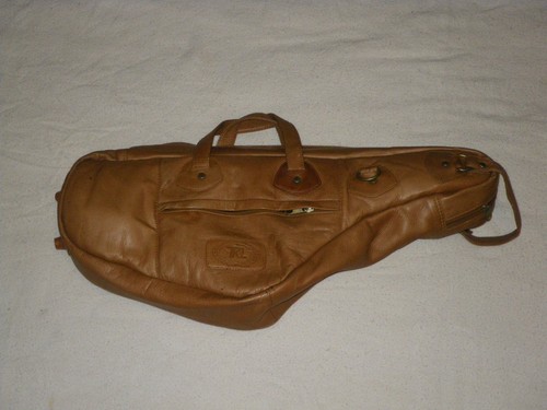 TKL ALTO SAXOPHONE GIG BAG, SOFT CASE - LIGHT BROWN - GENUINE LEATHER - VGC!
