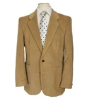 Vintage Corduroy 38R Tan Brown Sport Coat Patch Pocket Leather Button