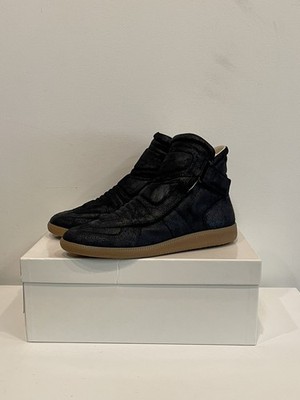 New Maison MARTIN Margiela Black Moto Biker High Top Sneakers US9 EU42