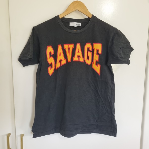 Popcherry SAVAGE womens graphic t shirt size 6 black casual street skate